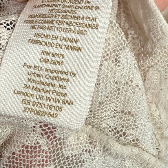 Free People Intimately Lace Cream 3/4 sleeve Square Neck Top W1455 Sz M - Picture 5 of 8